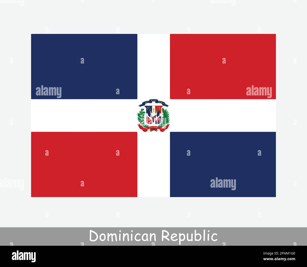 National Flag of the Dominican Republic. Dominican Republic Country Flag Detailed Banner. EPS Vector Illustration Cut File Stock Vector