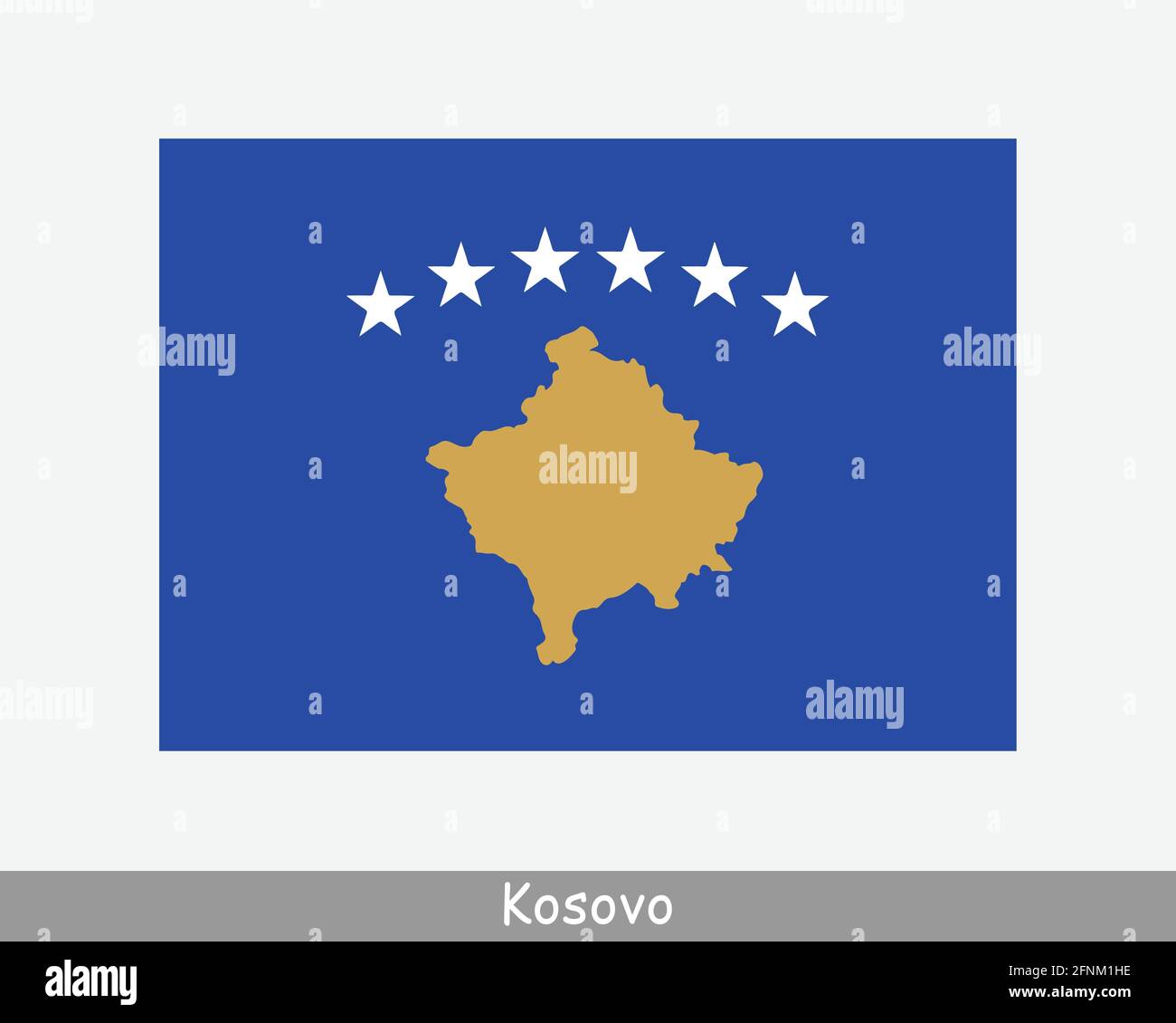 National Flag of Kosovo. Kosovan Country Flag. Republic of Kosovo Detailed Banner. EPS Vector Illustration Cut File Stock Vector