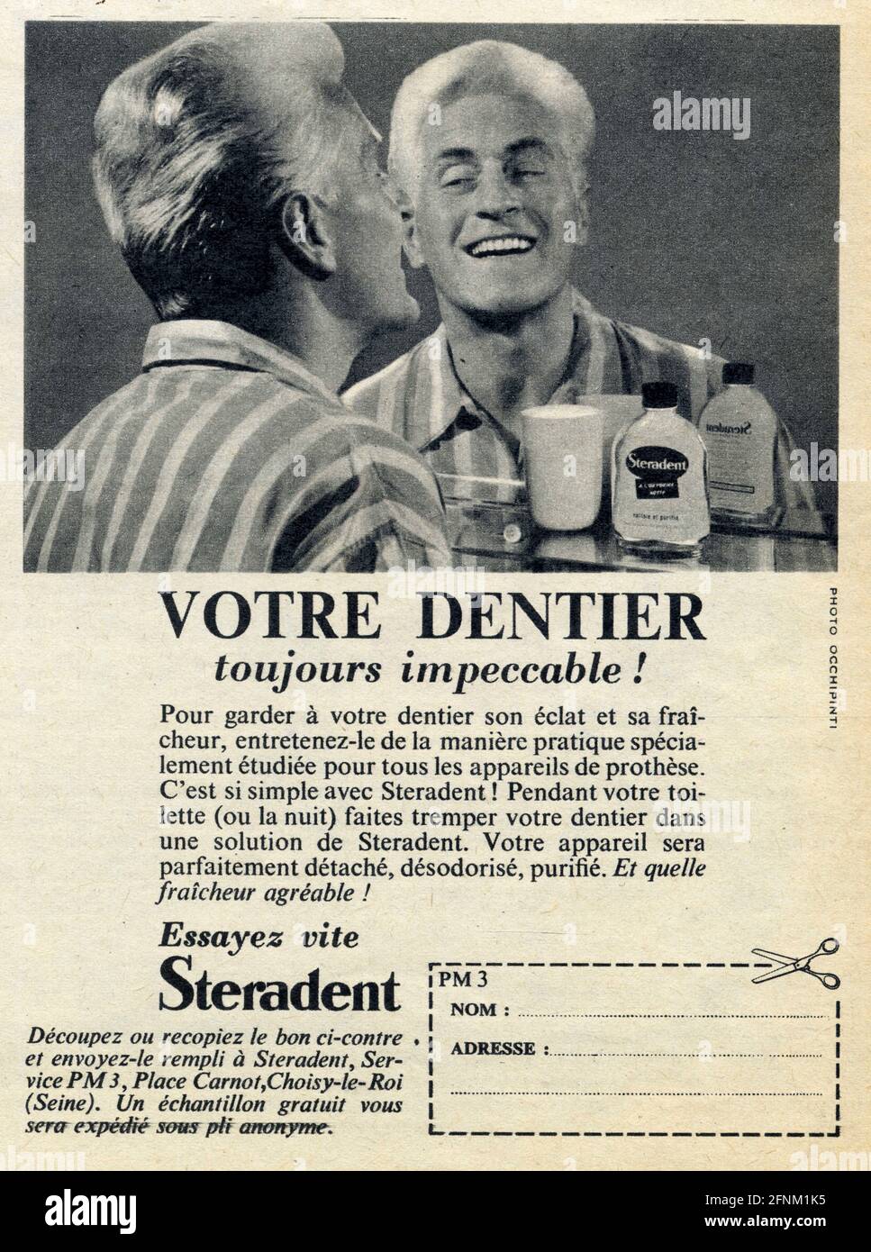 Publicité ancienne Votre dentier toujours impeccable ! Stock Photo