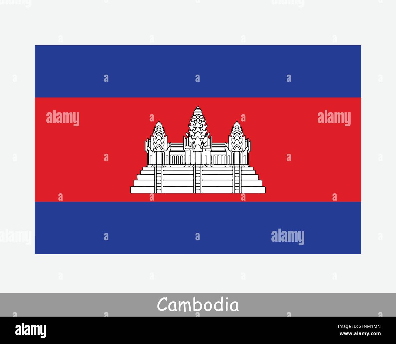 National Flag of Cambodia. Cambodian Country Flag. Kingdom of Cambodia Detailed Banner. EPS Vector Illustration Cut File Stock Vector