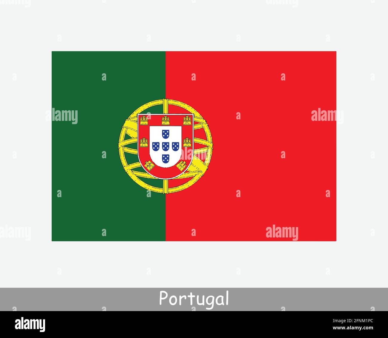 National Flag of Portugal. Portuguese Country Flag. Portuguese Republic Detailed Banner. EPS Vector Illustration File Stock Vector