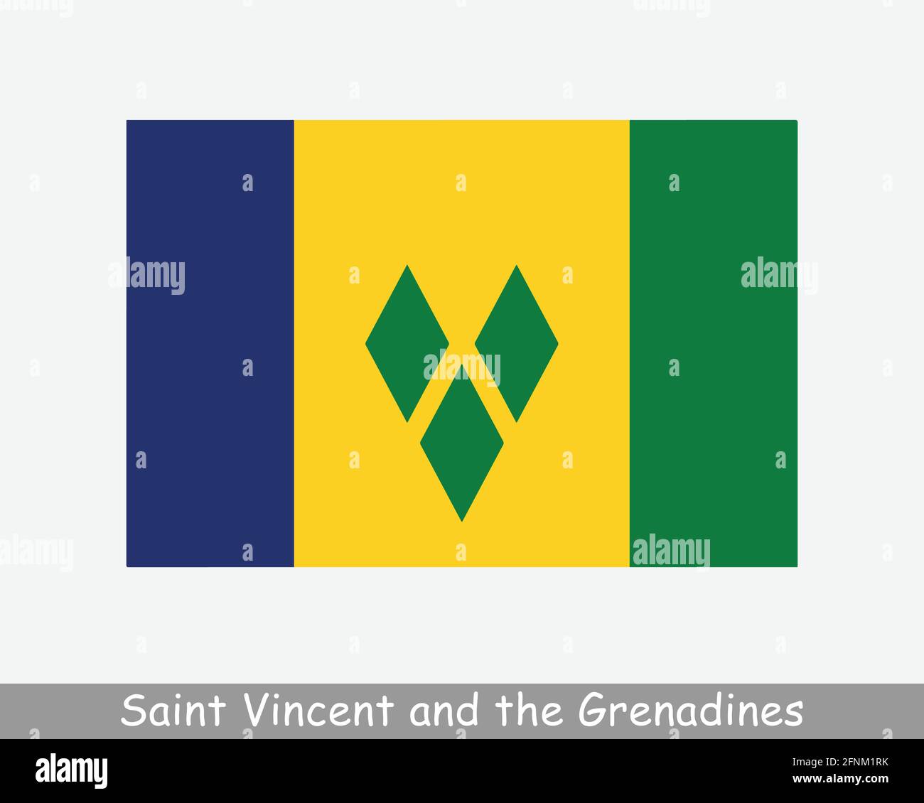 National Flag of Saint Vincent and the Grenadines. Saint Vincentian Country Flag Detailed Banner. EPS Vector Illustration Cut File Stock Vector