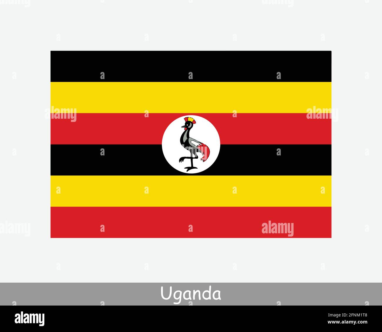 National Flag of Uganda. Ugandan Country Flag. Republic of Uganda Detailed Banner. EPS Vector Illustration File Stock Vector