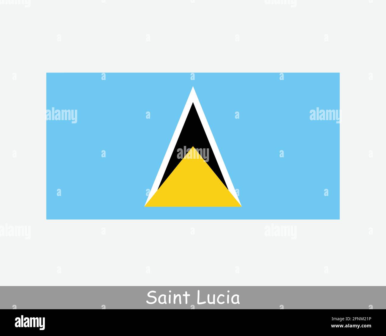 National Flag of Saint Lucia. Saint Lucian Country Flag Detailed Banner. EPS Vector Illustration Cut File Stock Vector