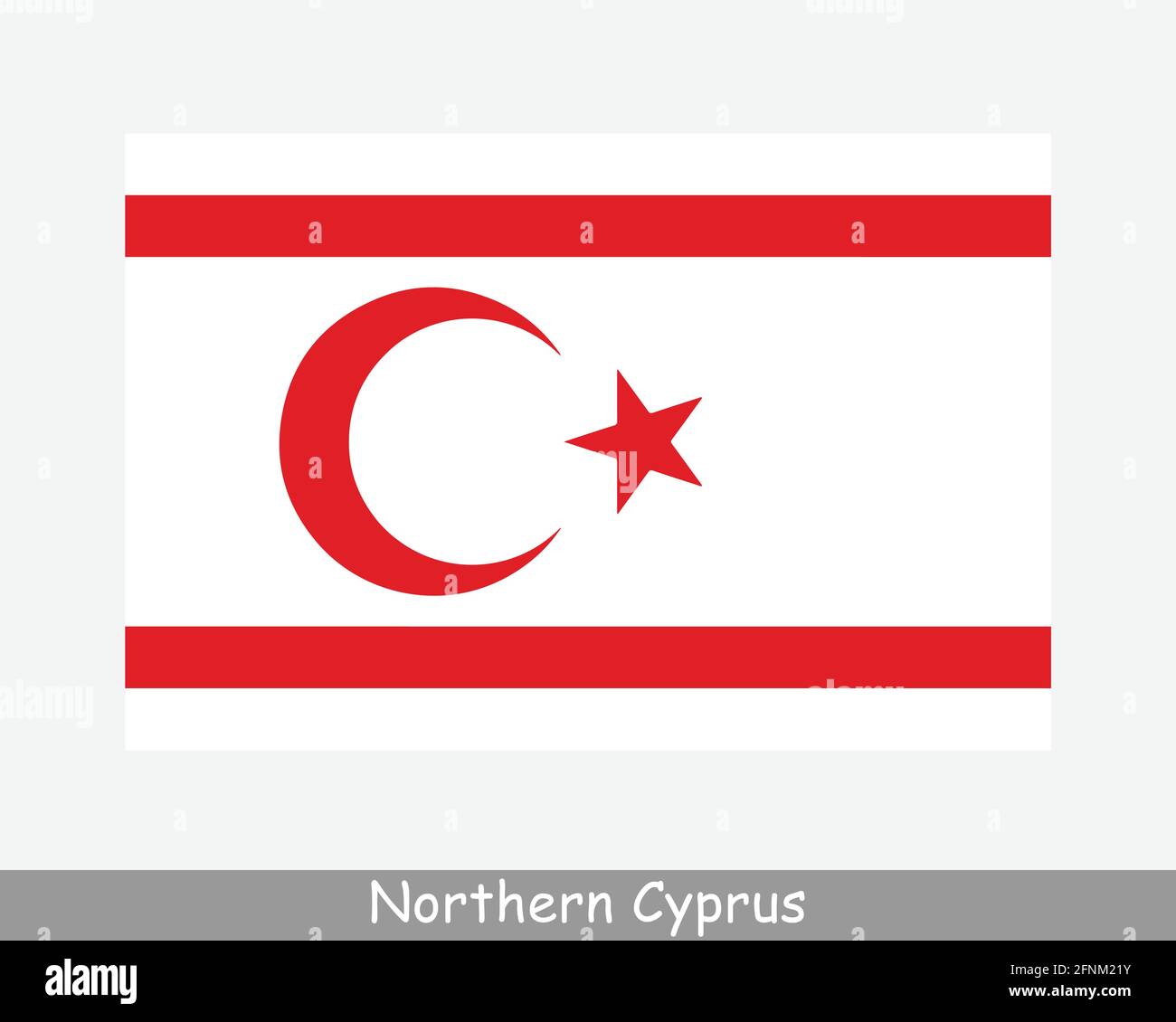 National Flag of Northern Cyprus. Turkish Cypriot Country Flag. Turkish Republic of Northern Cyprus Detailed Banner. EPS Vector Illustration Cut File Stock Vector