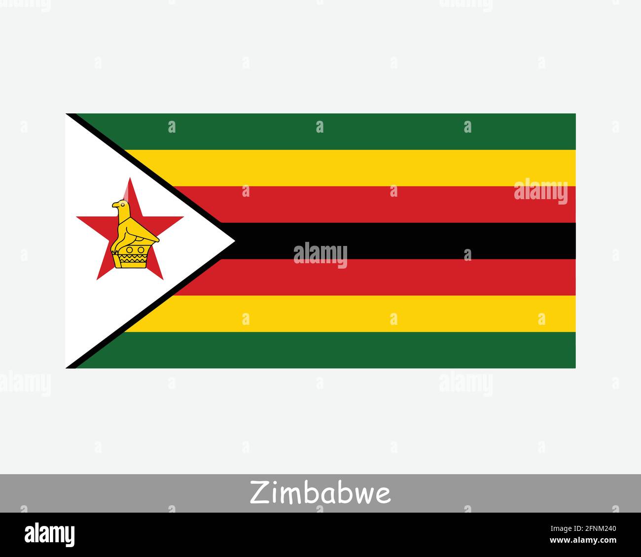 National Flag of Zimbabwe. Zimbabwean Country Flag. Republic of Zimbabwe Detailed Banner. EPS Vector Illustration Cut File Stock Vector