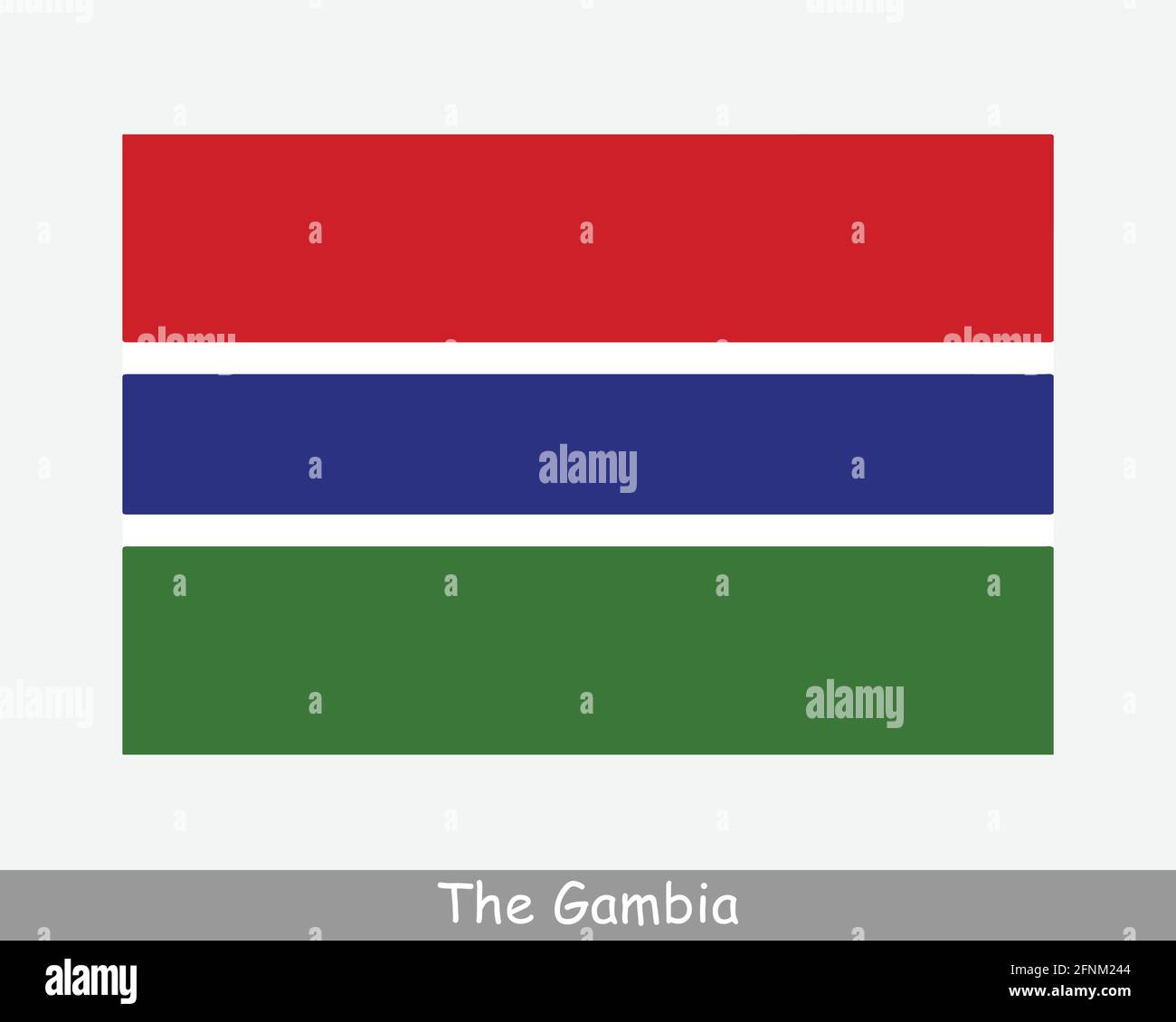 National Flag of The Gambia. Gambian Country Flag. Republic of the Gambia Detailed Banner. EPS Vector Illustration Cut File Stock Vector