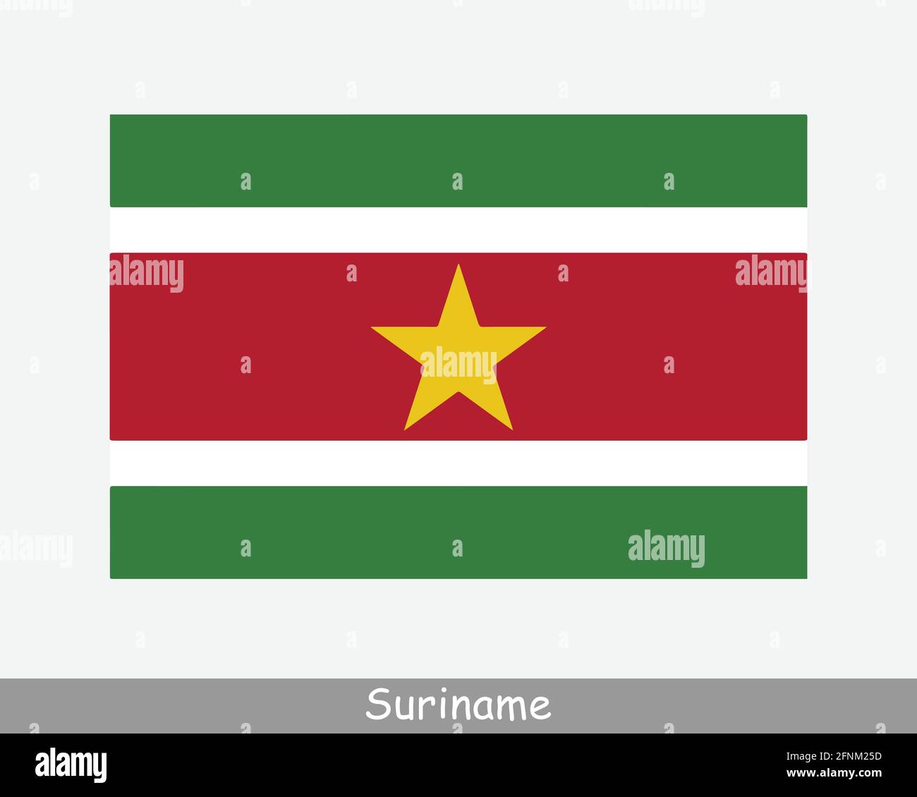 National Flag of Suriname. Surinamese Country Flag. Republic of Suriname Detailed Banner. EPS Vector Illustration Cut File Stock Vector