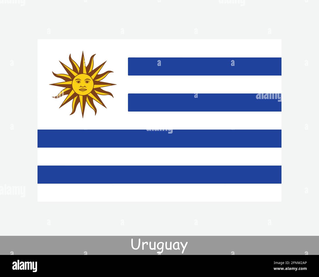 National Flag of Uruguay. Uruguayan Country Flag. Oriental Republic of Uruguay Detailed Banner. EPS Vector Illustration Cut File Stock Vector