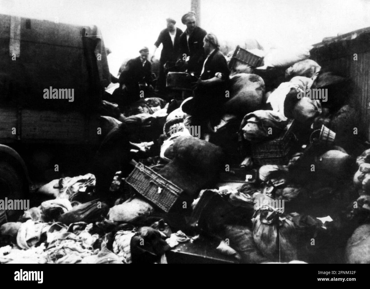 Nazism / National Socialism, crimes, concentration camps, Auschwitz, Poland, luggage of gased prisoners, circa 1943, EDITORIAL-USE-ONLY Stock Photo