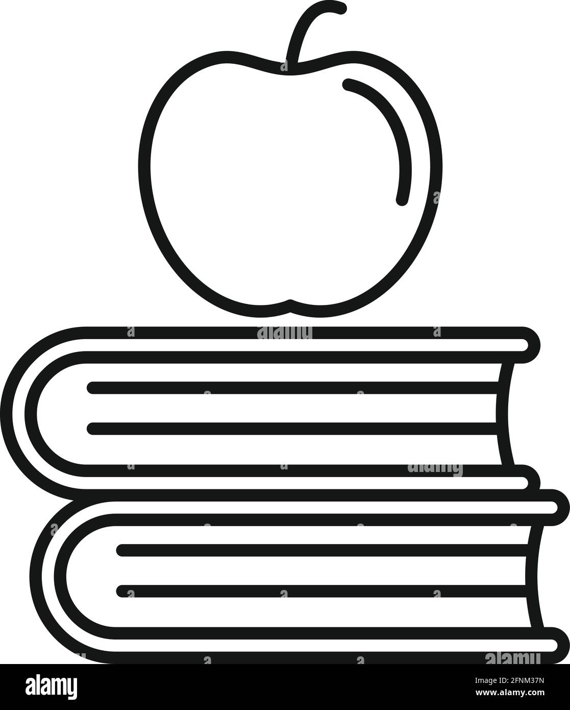 Syllabus books with apple icon, outline style Stock Vector