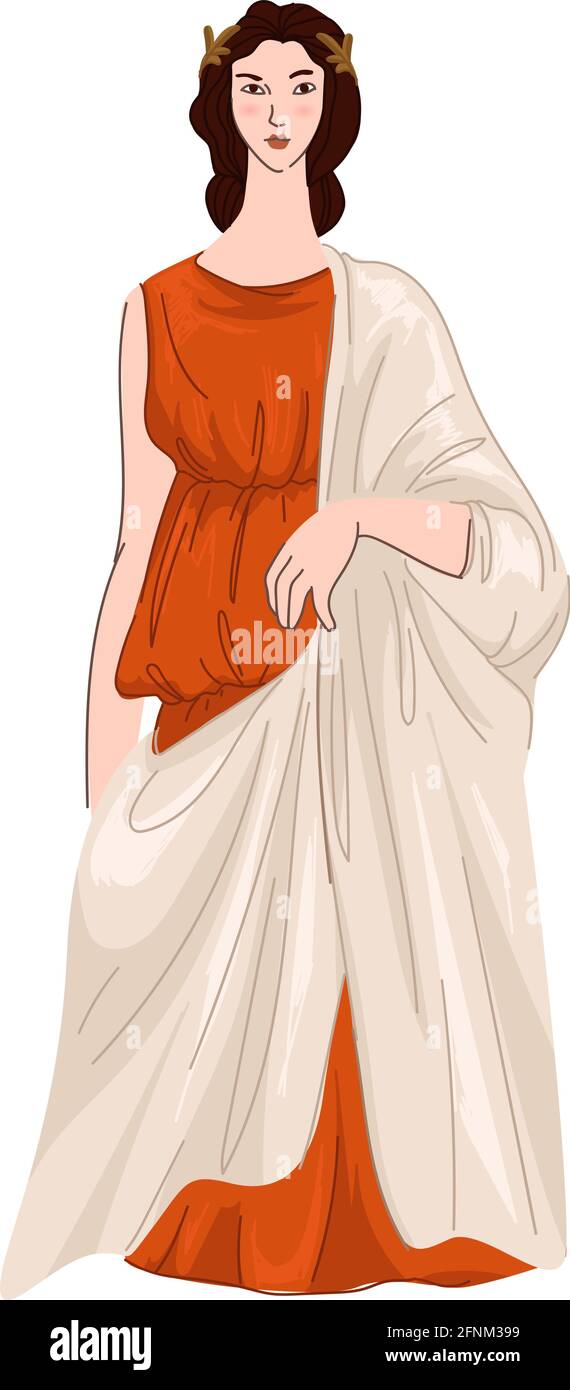 Woman wearing roman dress or robe, ancient look Stock Vector