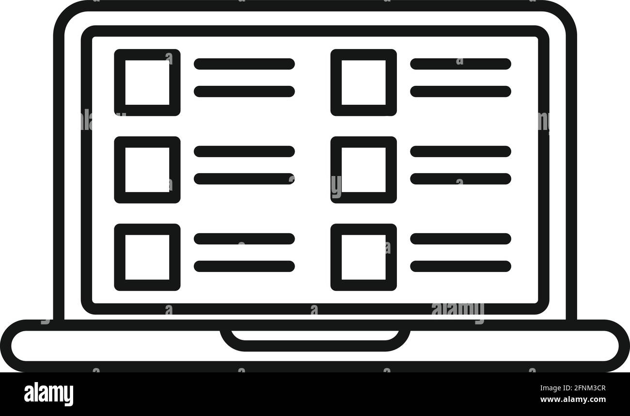 Syllabus laptop icon, outline style Stock Vector