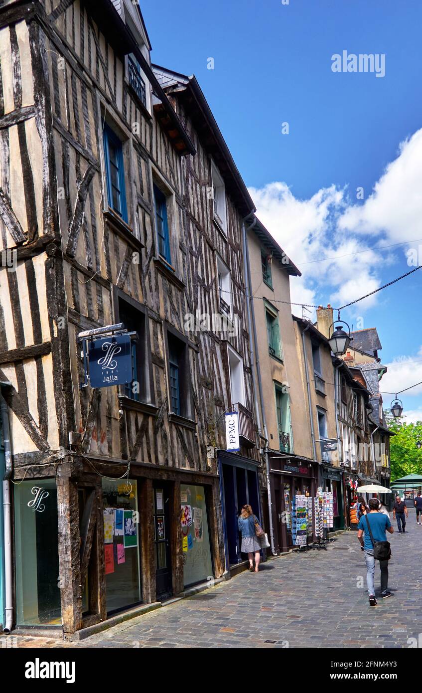 France. Rennes; city; Ille-et-Vilaine department, Brittany. From the end of the Middle Ages to the end of the Ancien Régime, many half-timbered houses Stock Photo