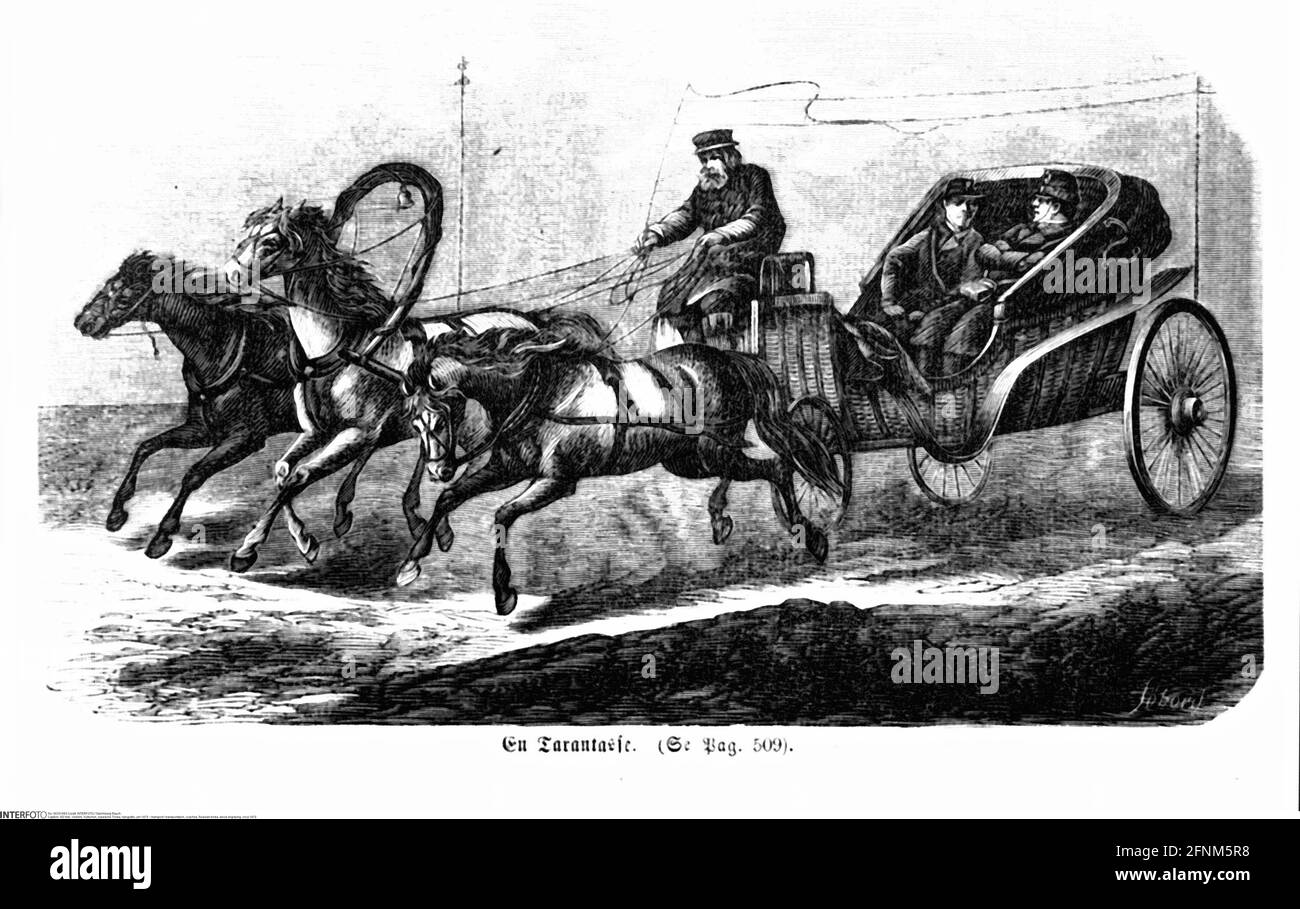 transport / transportation, coaches, Russian troika, wood engraving, circa 1870, ADDITIONAL-RIGHTS-CLEARANCE-INFO-NOT-AVAILABLE Stock Photo