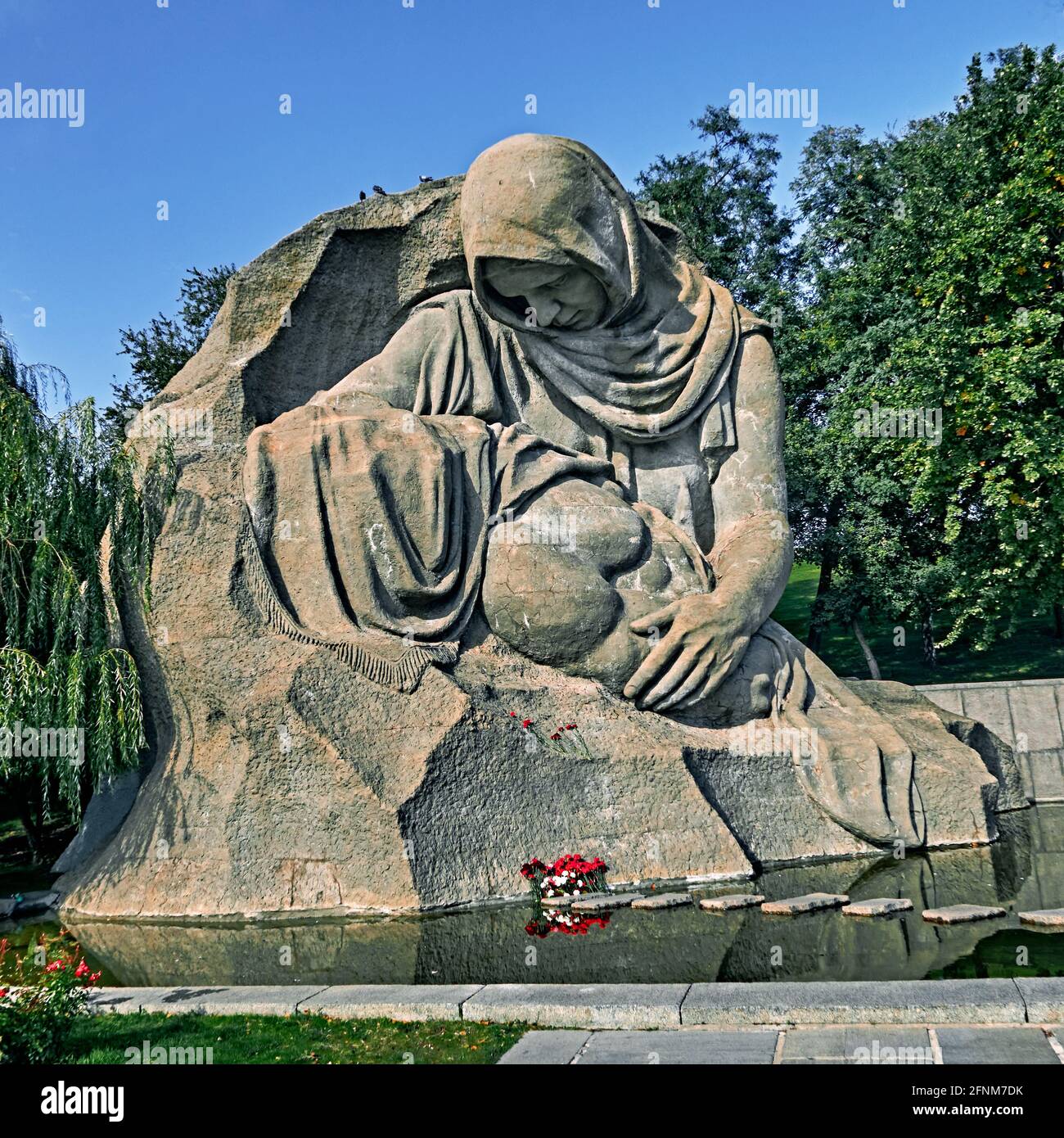 Russia; Volgograd.  The Square of Sorrow on the top of the hill contains an impressive sculpture of a grieving mother holding her dead son during the Stock Photo