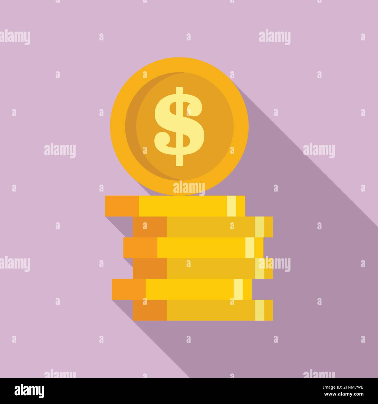 Compensation coin stack icon, flat style Stock Vector