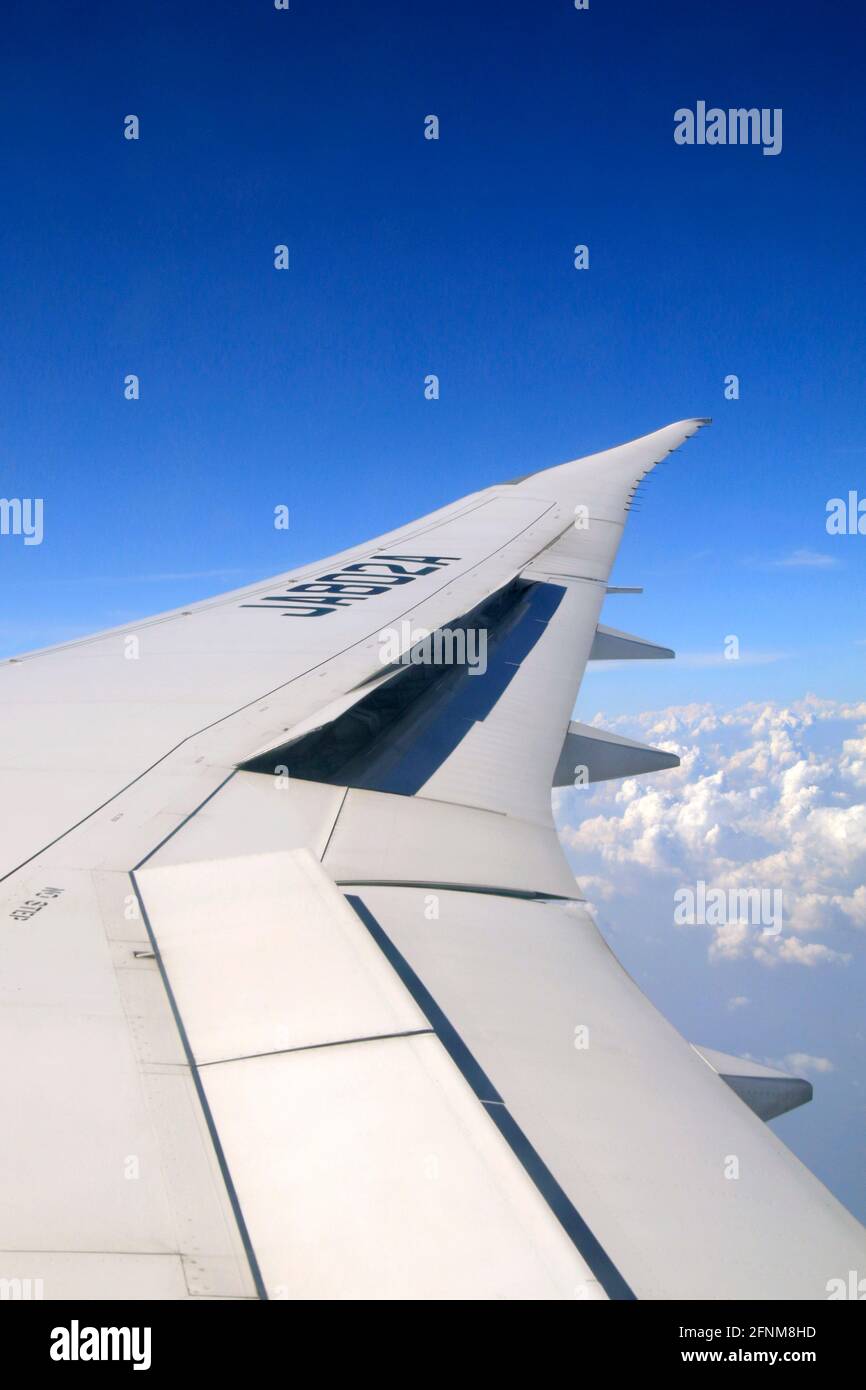 ANA Boeing787 aerial view of the wing Stock Photo