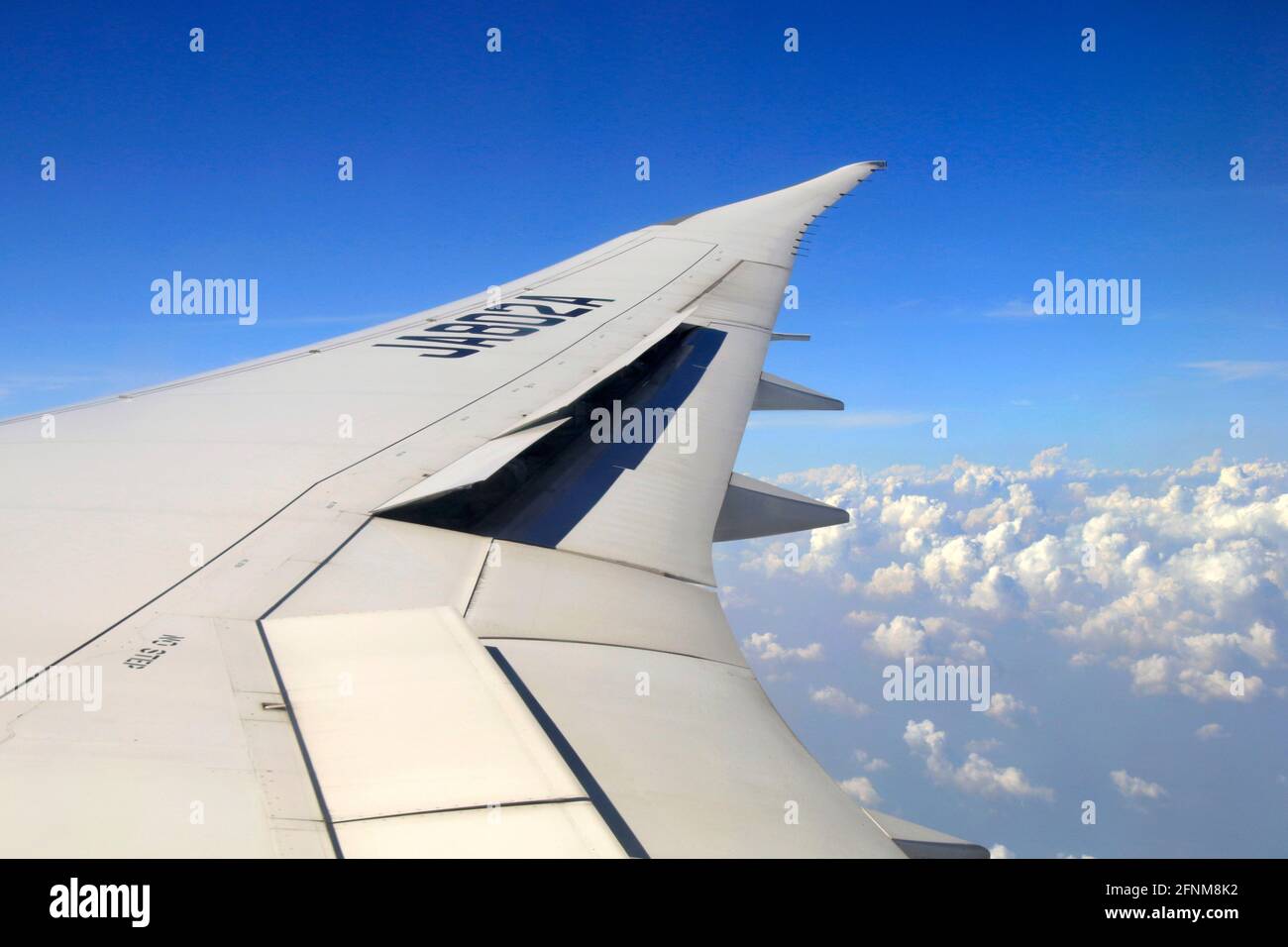 ANA Boeing787 aerial view of the wing Stock Photo