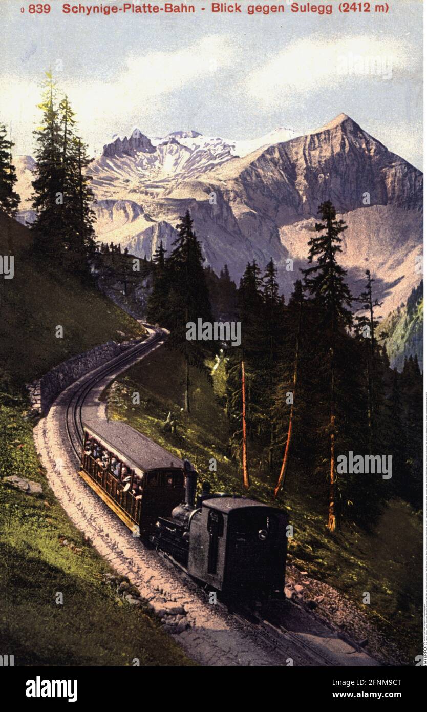 transport / transportation, railway, mountain railway, Schynige Platte Railway, ADDITIONAL-RIGHTS-CLEARANCE-INFO-NOT-AVAILABLE Stock Photo