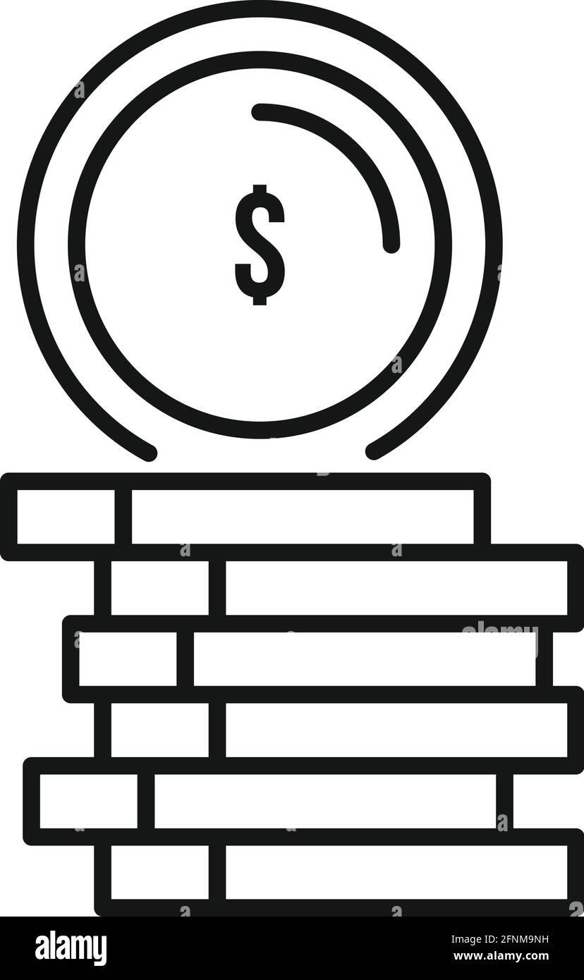 Compensation coin stack icon, outline style Stock Vector