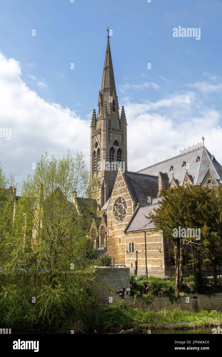 St John's RC church, River Avon, Bath, Somerset, England, UK Stock Photo