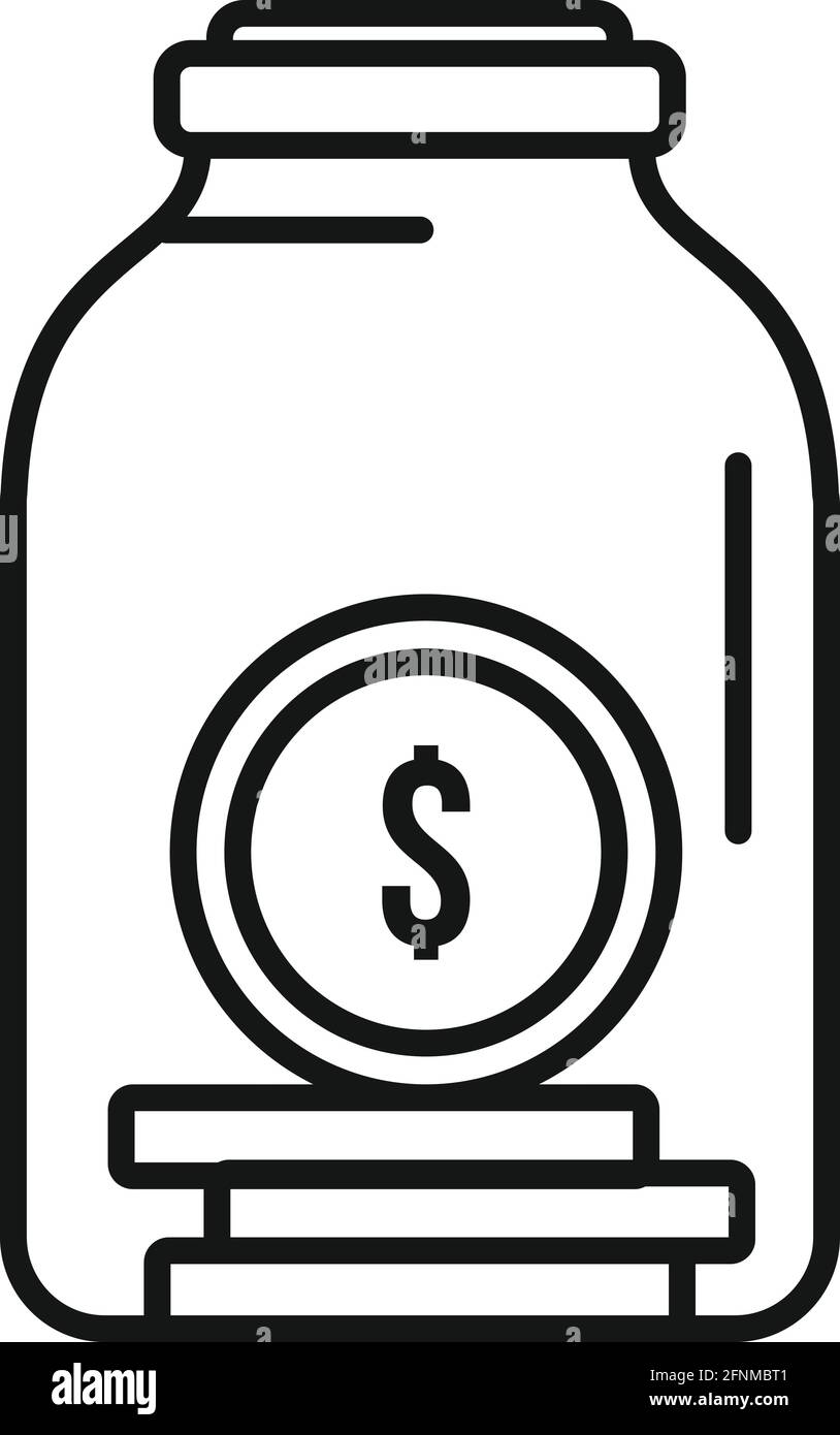 Compensation jar coin icon, outline style Stock Vector Image & Art - Alamy