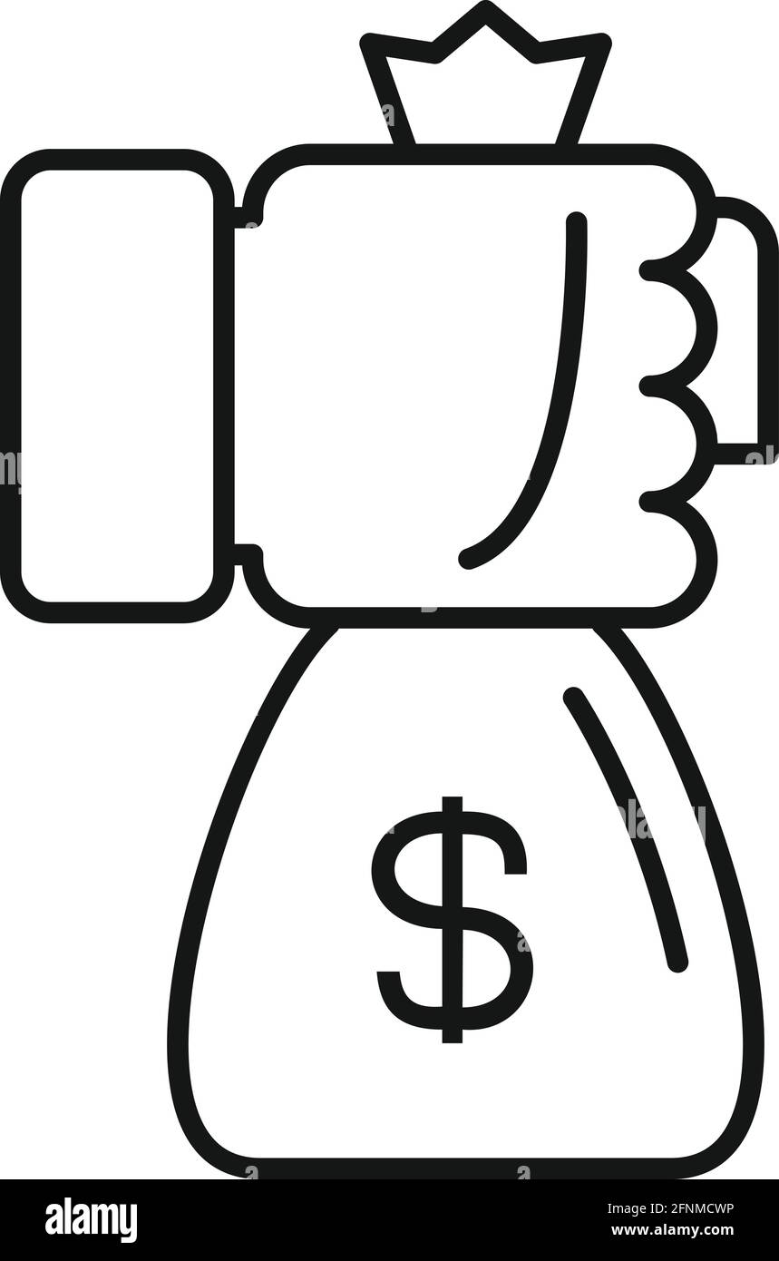 Take money bag icon, outline style Stock Vector Image & Art - Alamy