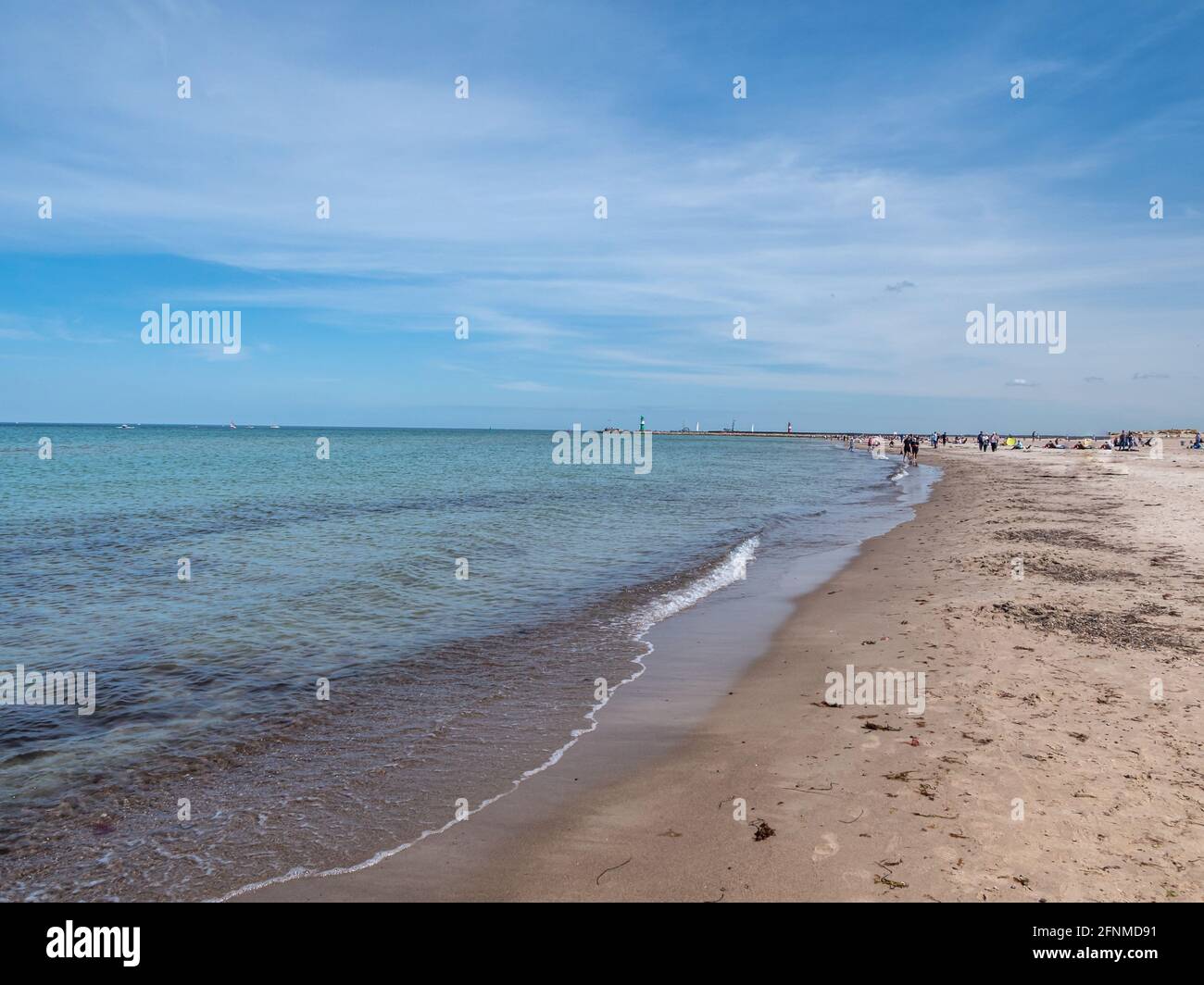 Sandy beach on the Baltic Sea coast in Warnemünde Stock Photo