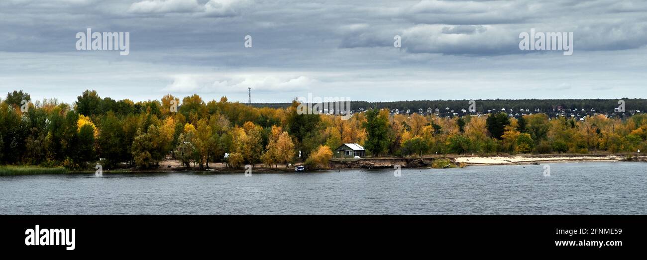 Russia ;Saratov Oblast.  in a very hot season, the banks of the Volga between Saratov and Samara offer fabulous and colorful landscapes in autumn betw Stock Photo
