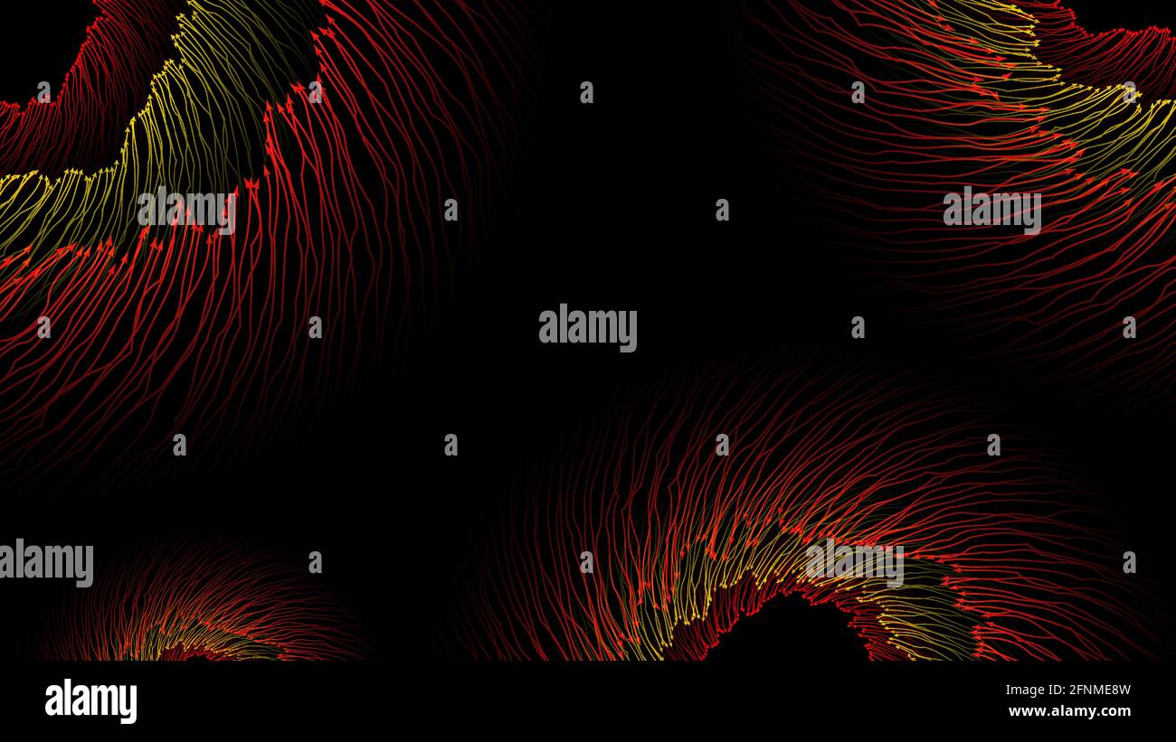 Orange, yellow and red circles forming the holes on black vector illustration. Stock Vector