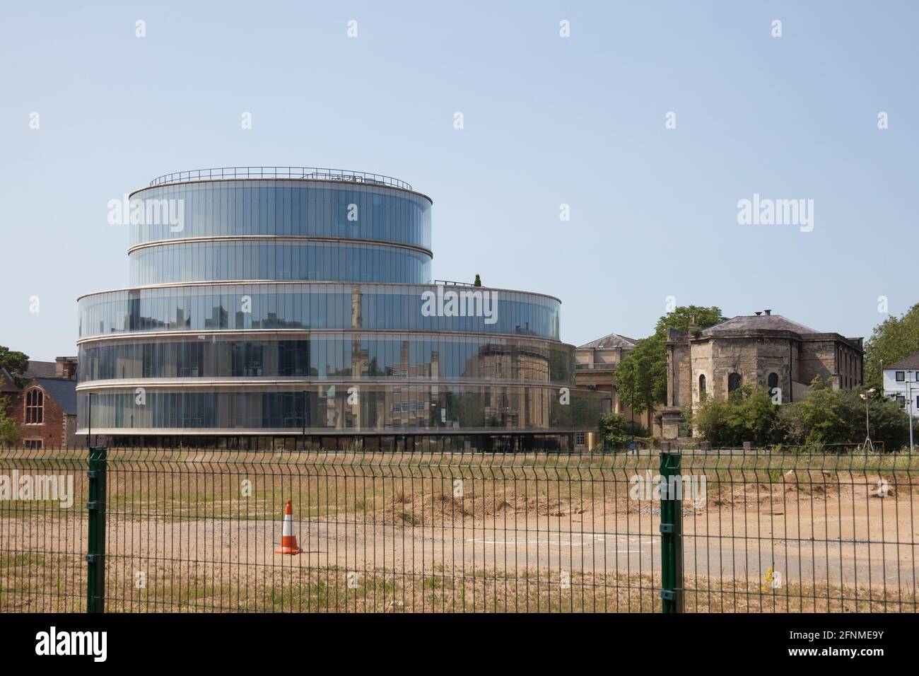Views of The Blavatnik School of Government in Oxford with land to be developed in the foreground. Stock Photo