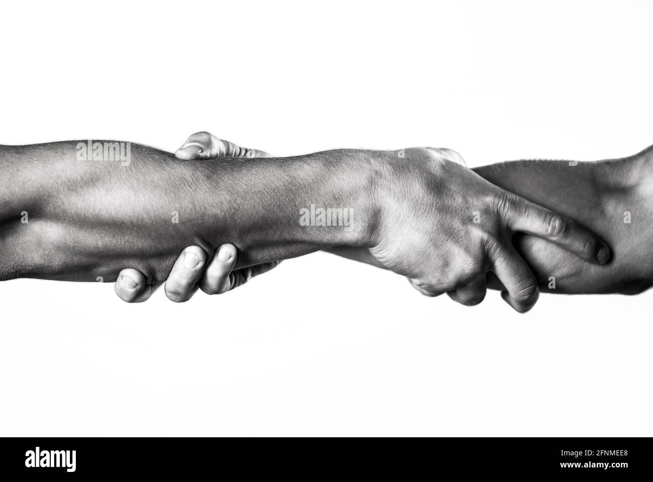 Close up help hand. Two hands, helping arm of a friend, teamwork