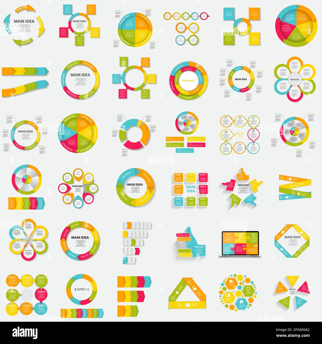Big Collection of Infographic Elements Templates for Business Vector Illustration Stock Vector