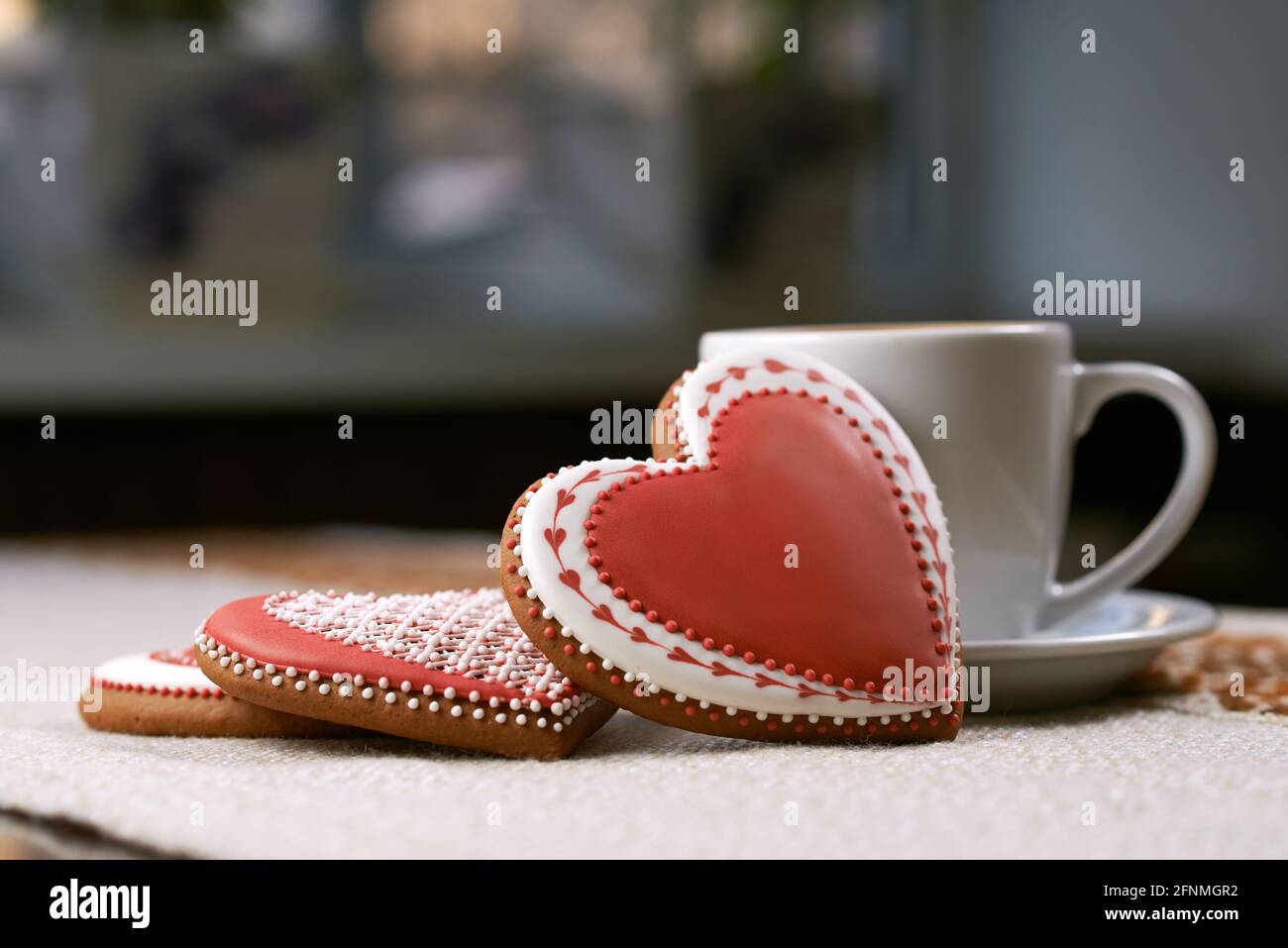 Saying I love you. Valentine s day cup of coffee with red heart ...