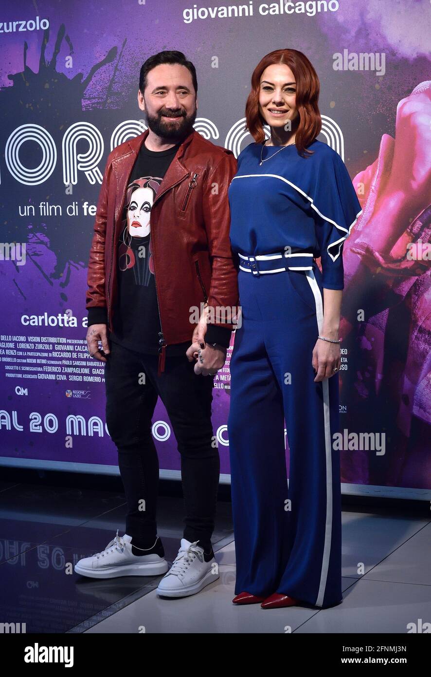 Italian director Federico Zampaglione and Italian actress Giglia Marra  poses in the photocall of the film Morrison. Rome (Italy), May 17th 2021  Stock Photo - Alamy