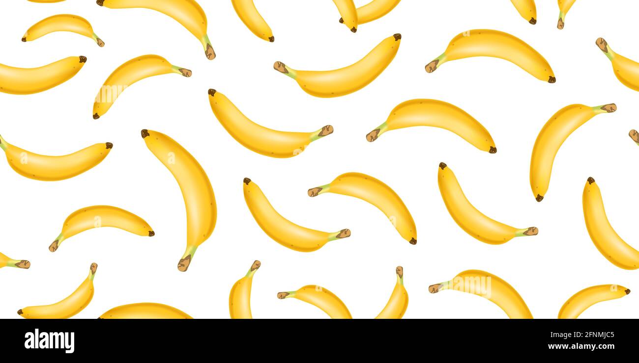 Trendy seamless pattern with realistic banana. Vector realistic illustration Stock Vector
