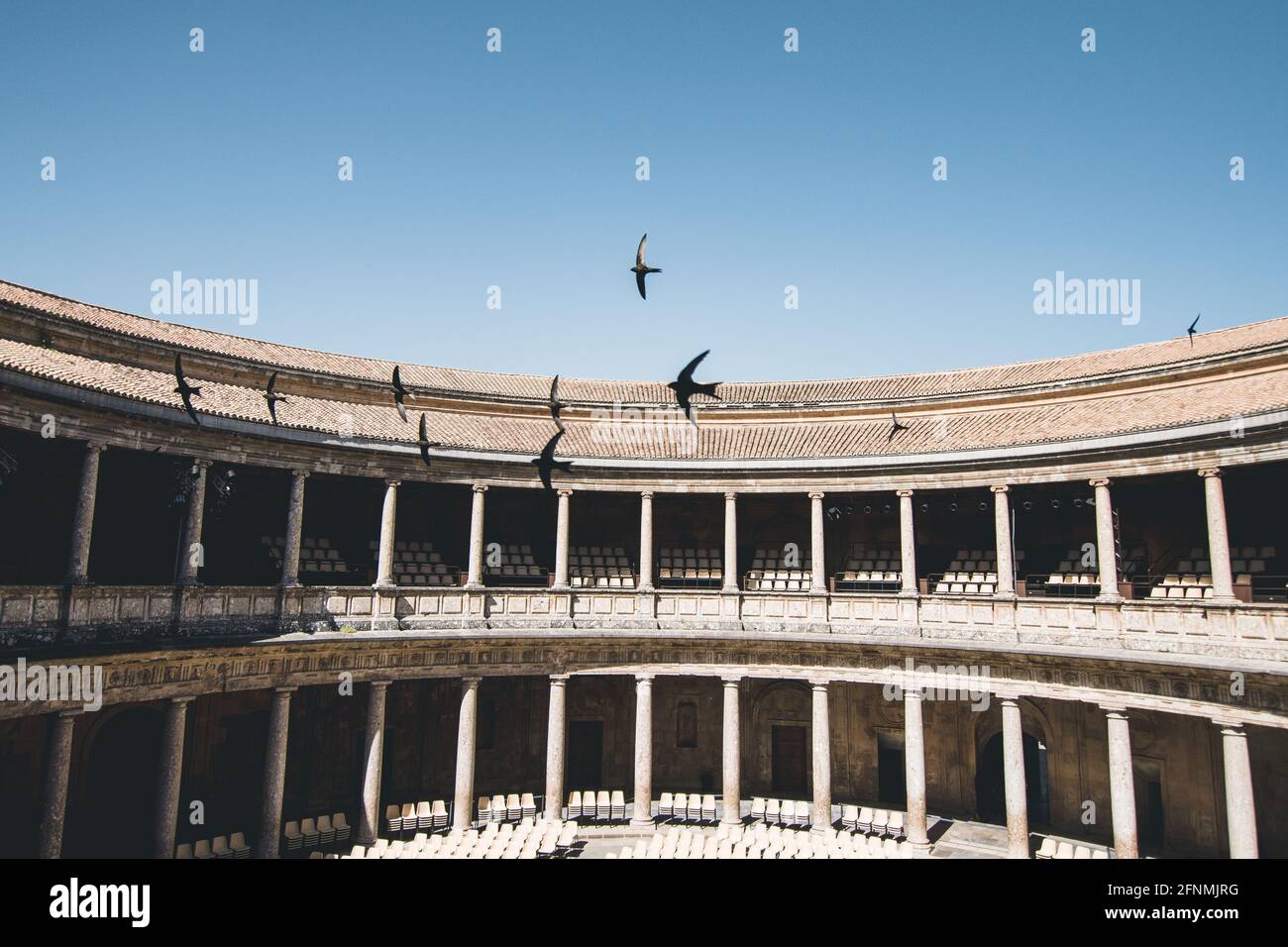 Beautiful shot taken inside the Palacio de Carlos V (Alhambra) fortress in Granada, Spain Stock Photo