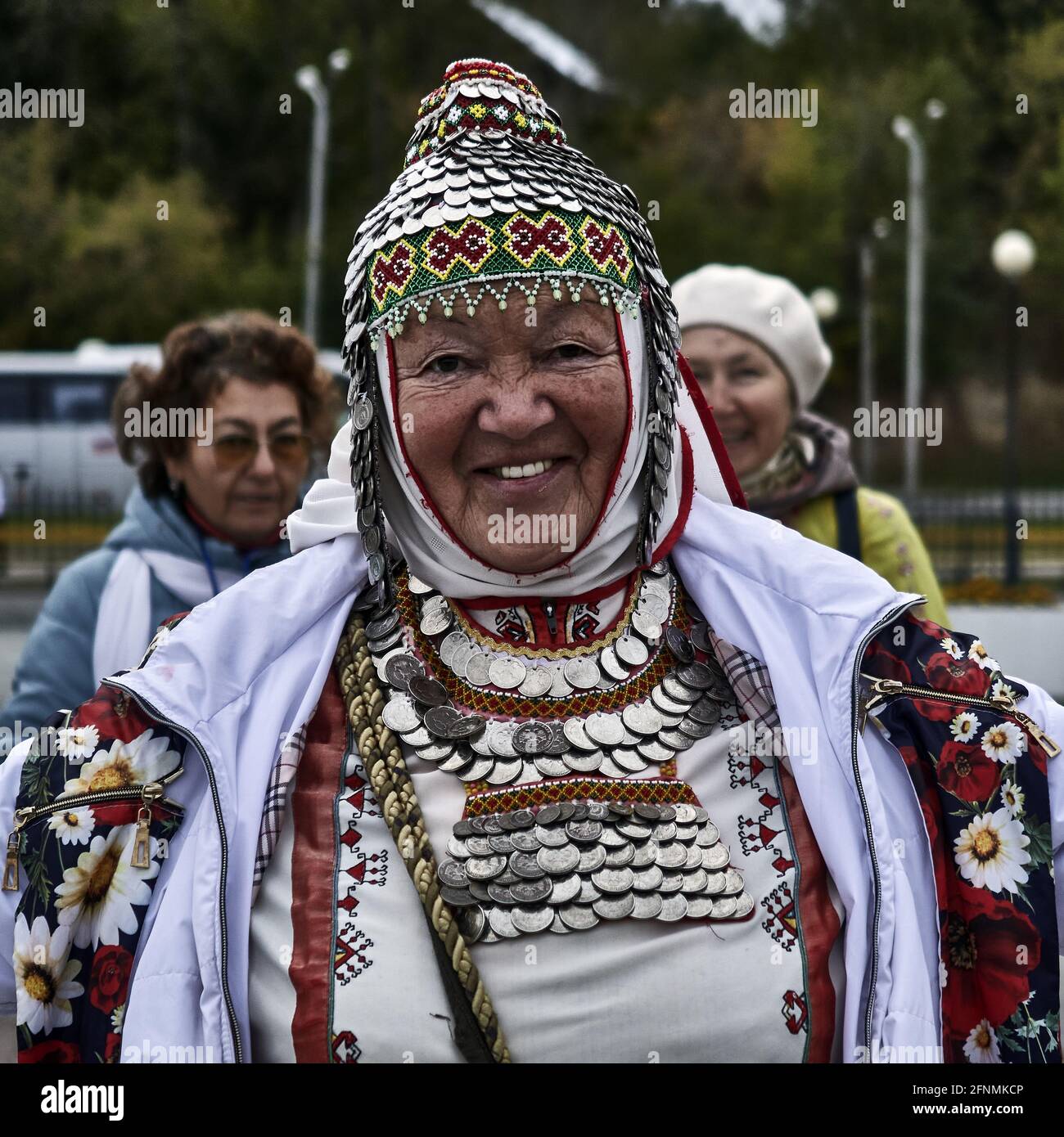 Russia;Tcheboksary city;Tchouvachie  Oblast  people in Chuvash national costume at a folk festival in the Volga river port Stock Photo