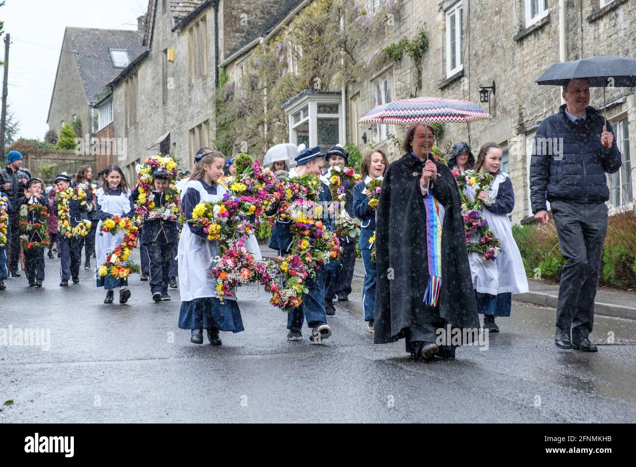 Dressing the Wells. a traditional Cotswold activity in Bisley. Children
