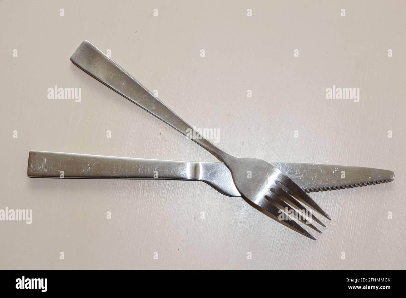 Fork and knife made in stainless steel Stock Photo Alamy