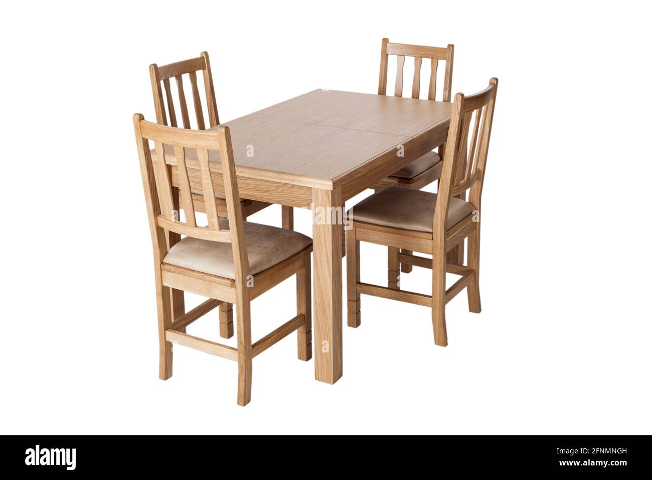 A set of kitchen furniture made of natural wood, a dining table and ...