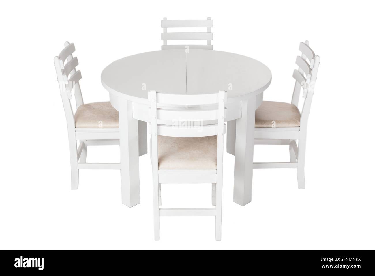 Elegant white table and chairs with clipping path. White table and