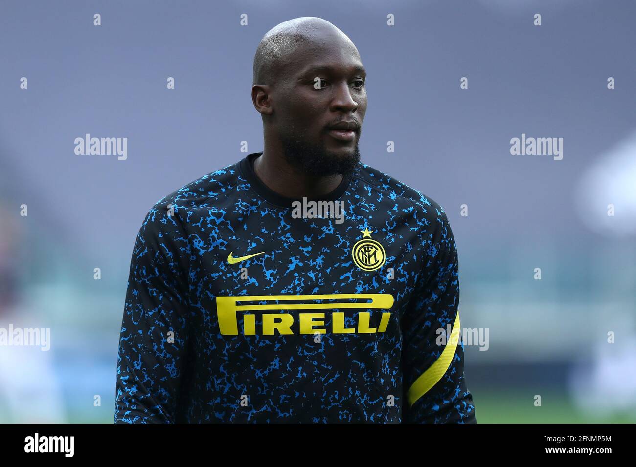 Romelu Lukaku of Fc Internazionale  during warm up before the Serie A match between Juventus Fc and Fc Internazionale. Stock Photo