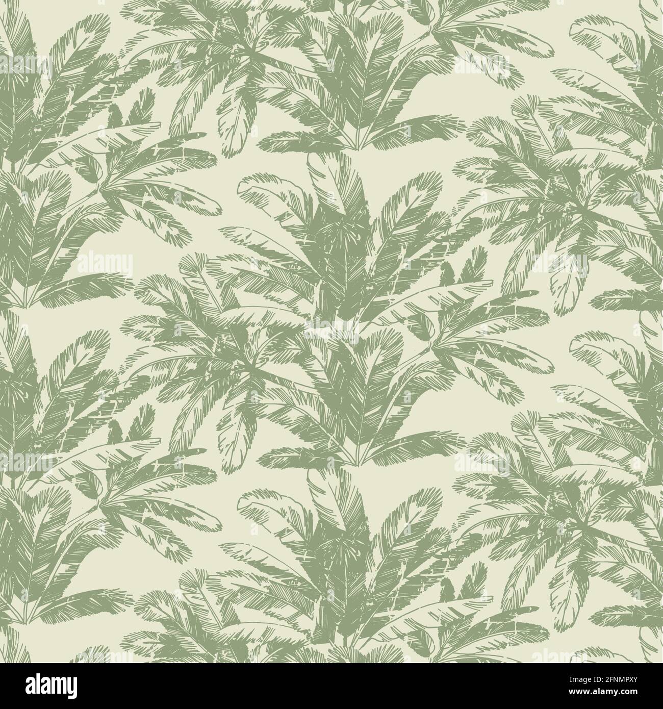 Tropical palm-trees mint green vector seamless pattern Stock Vector