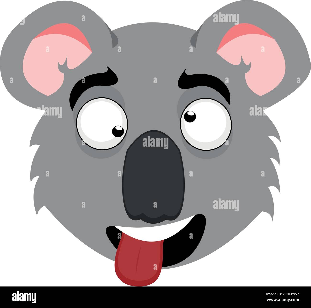Vector emoticon illustration of a cartoon koala's face with a funny expression Stock Vector