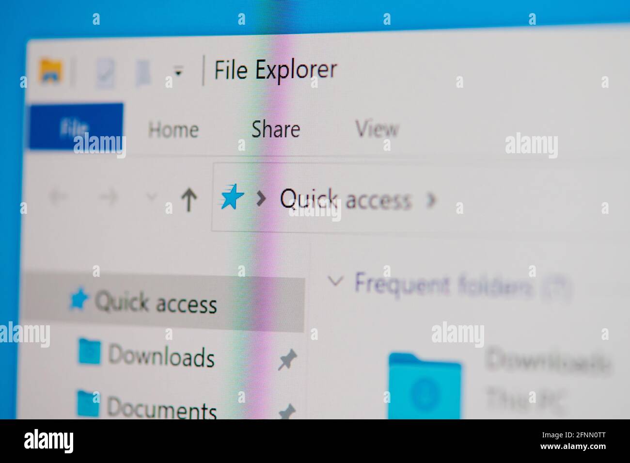 New york, USA - May 17, 2021: File explorer in windows os on  screen macro close up view Stock Photo