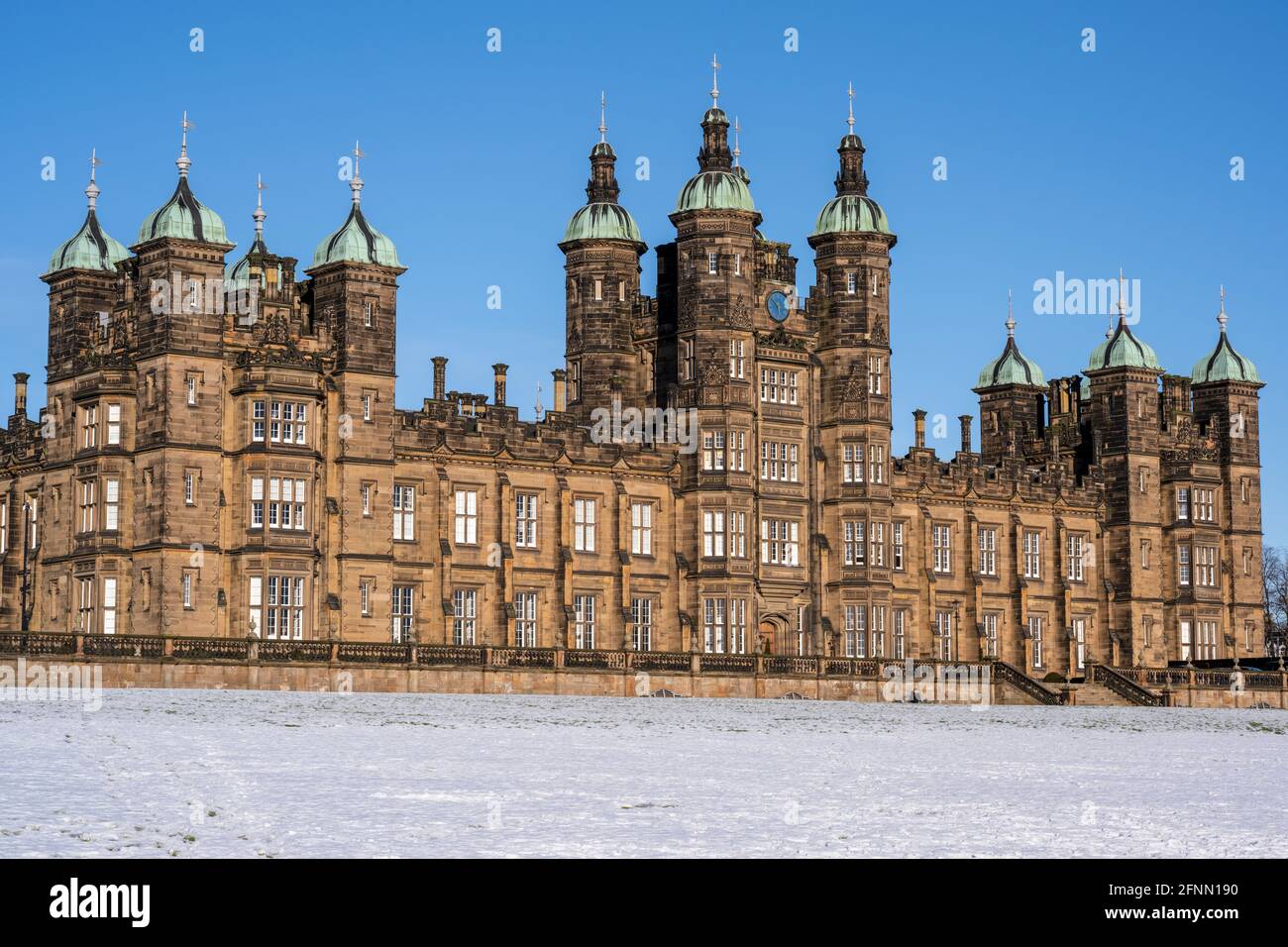 Redevelopment of the former Donaldson's Hospital Building (School for the Deaf) in snow in West