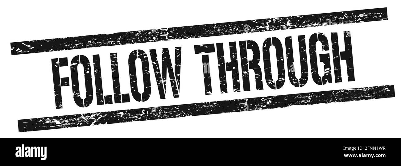 FOLLOW THROUGH text on black grungy rectangle stamp sign Stock Photo