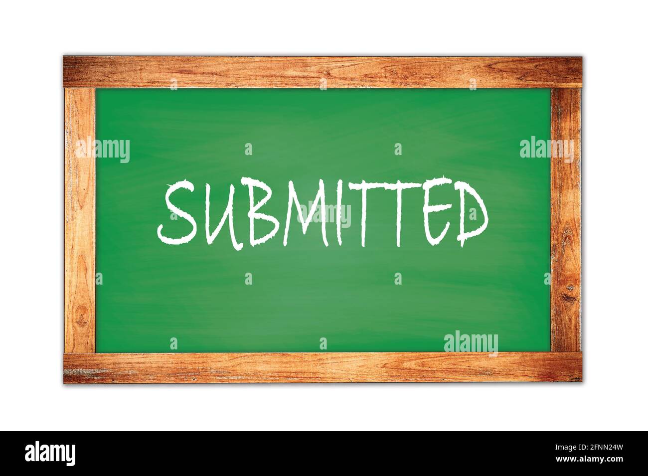 Submitted Text SUBMITTED text written on green wooden frame school blackboard Stock ...